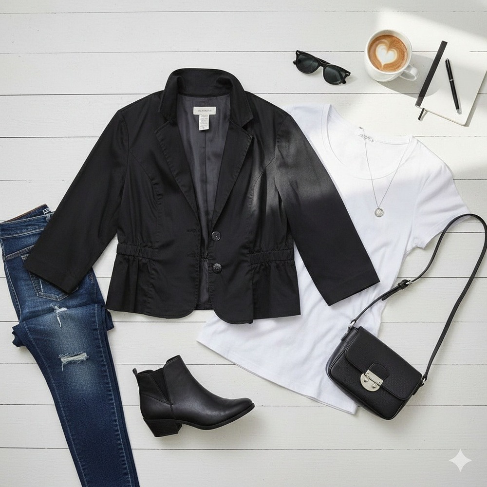 Covington Jacket Blazer Black 3/4 Sleeve